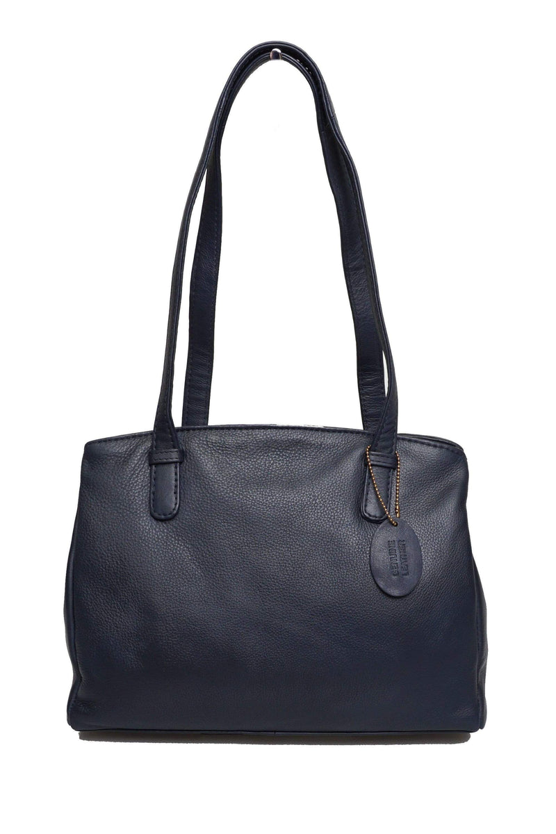 classic leather hand bag navy, shoulder bag