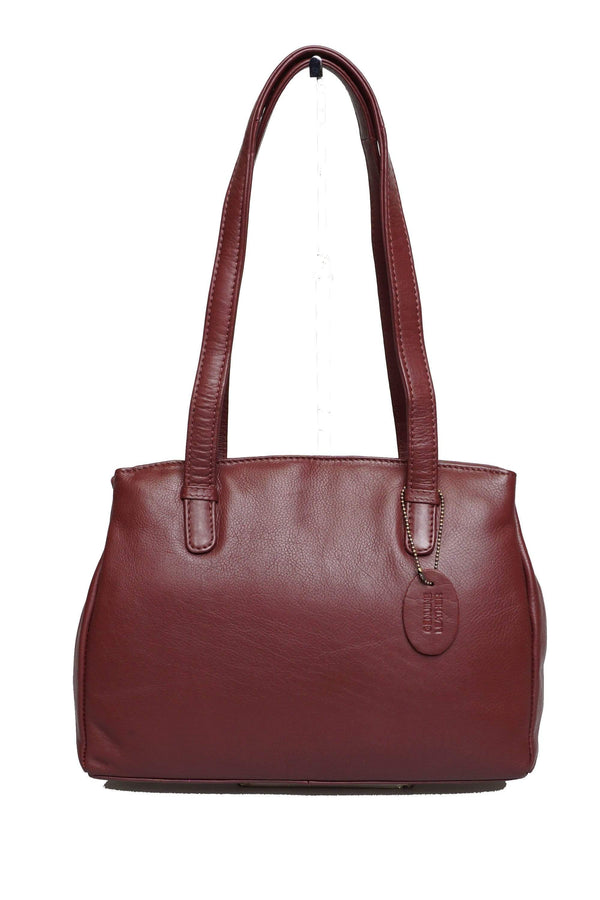 classic leather hand bag deep red, shoulder bag