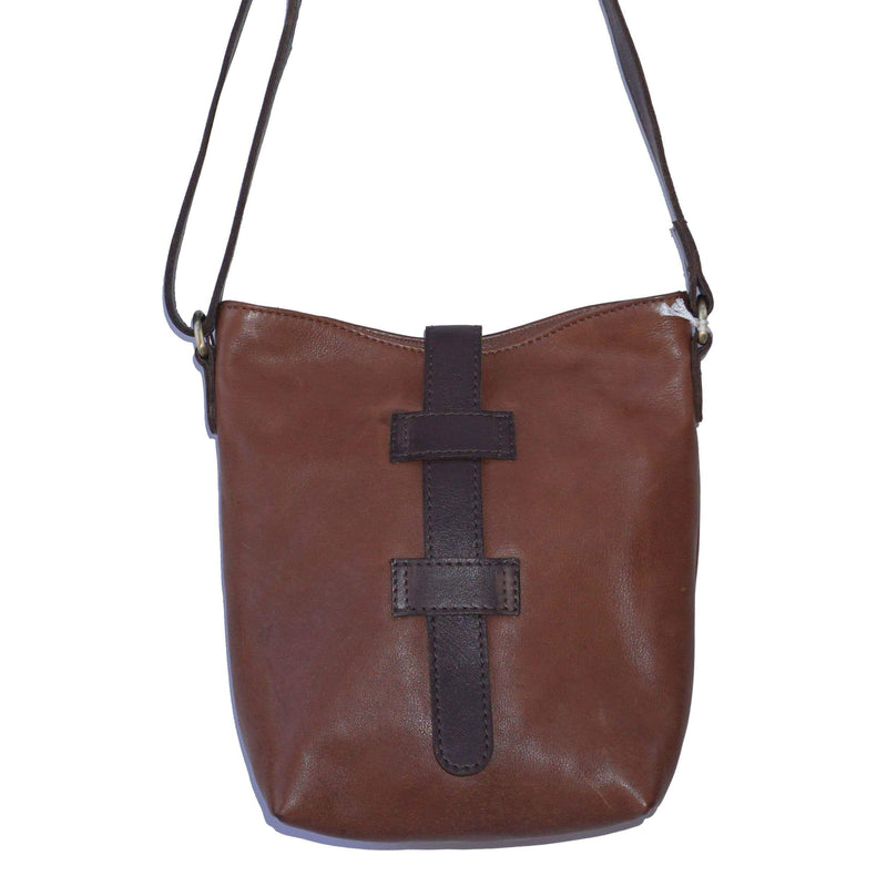 Casual Cross over bags, ladies, brown leather