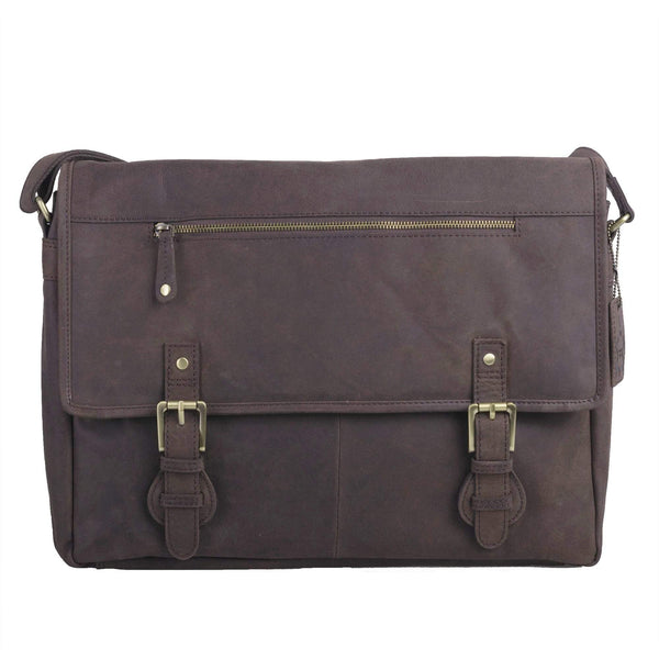 Leather laptop bag brown