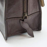 Leather wash bag brown