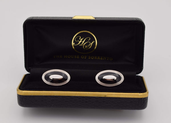 David Aster cufflink,  oval, black