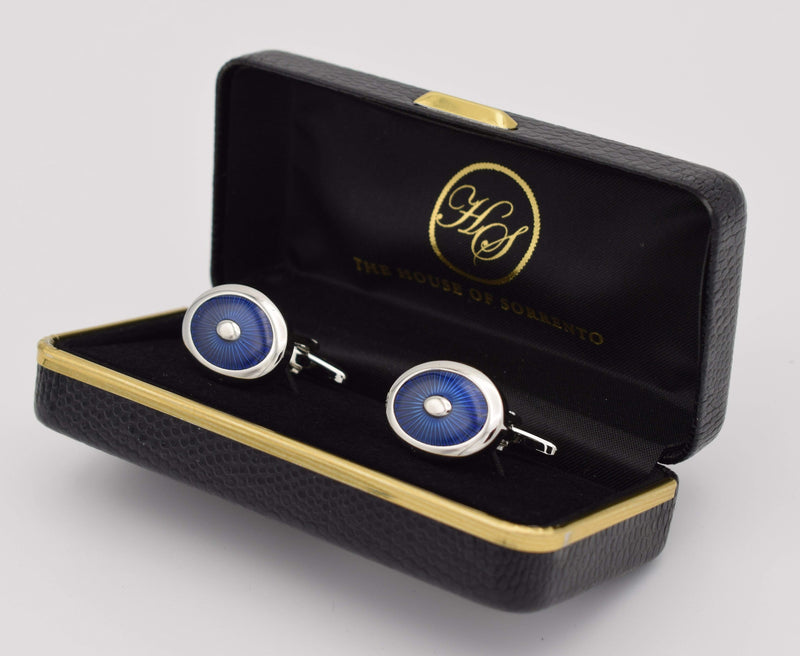 oval cufflinks blue