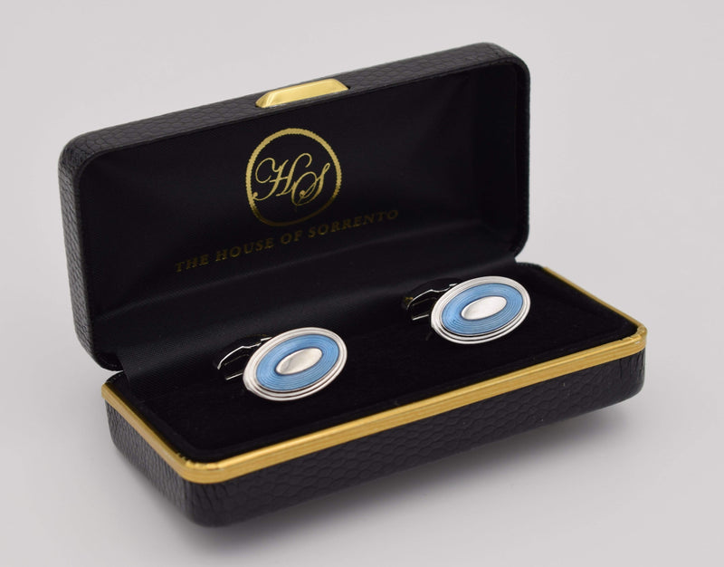 David Aster cufflink,  oval, blue