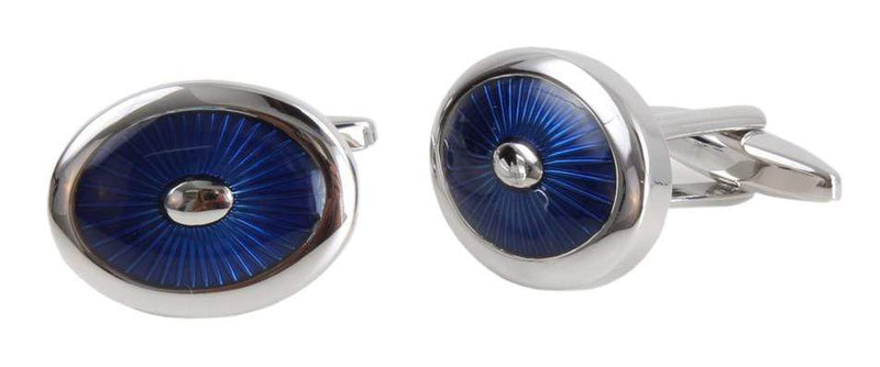 oval cufflinks blue