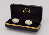 David Aster cufflink,  oval, ivory