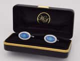 Oval Blue & White Starburst Cufflinks