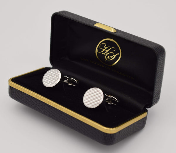 David Aster Round Chequered Design Cufflinks