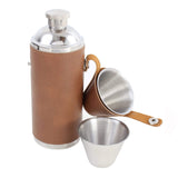 Brown, 6oz, round hip flask, with cup