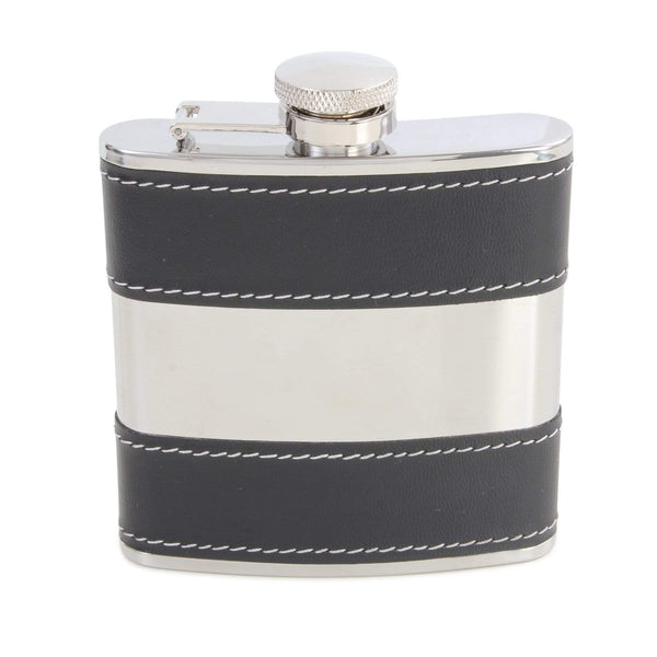 Hip flask, 5 oz, black and steel