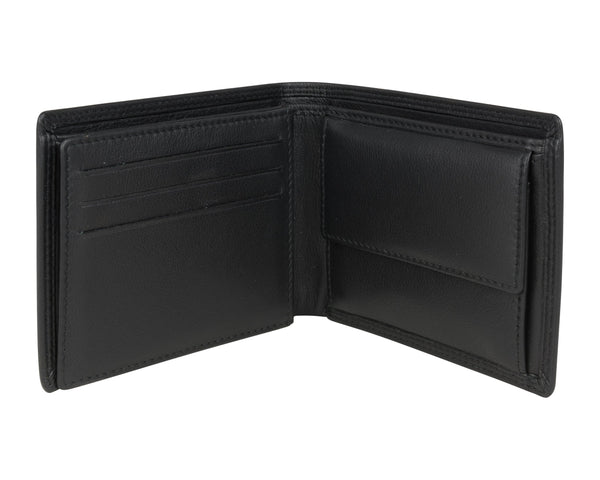 Black leather wallet with coin pouch 