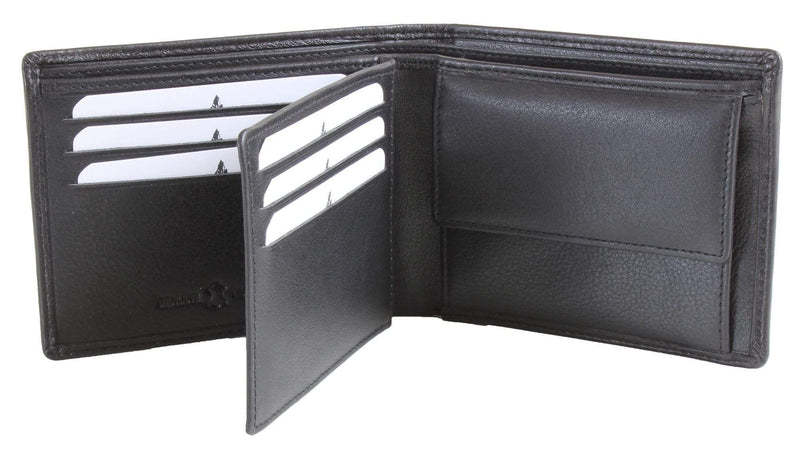 Black leather wallet with coin pouch 