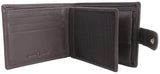 Brown leather wallet with coin pouch and tab