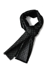 Diamond Pattern Frayed Unisex Scarf  black