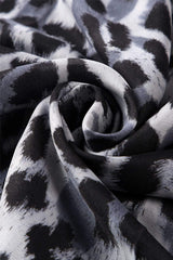 Animal Leopard Print Silk Scarf grey