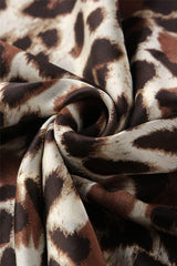 Animal Leopard Print Silk Scarf cream beige