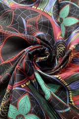 Colourful Floral Dream Catcher Silk Scarf black