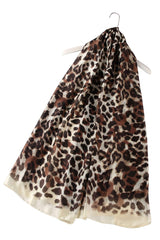 Animal Leopard Print Silk Scarf cream beige