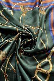 Elegant Tassel & Buckle Print Silk Scarf in various colours