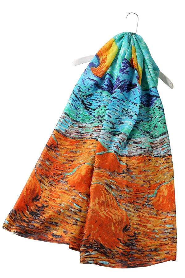 Impressionist Oil Painting Sunset Silk Scarf 