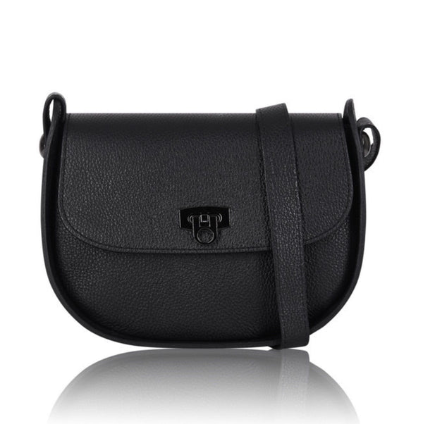 Black Italian leather crossover bag