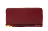 Italian Leather Purse with Wrist Strap deep red