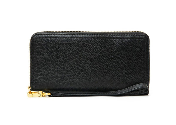 Italian Leather Purse with Wrist Strap black