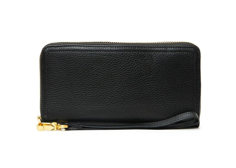 Italian Leather Purse with Wrist Strap black