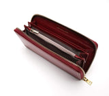 Italian Leather Purse with Wrist Strap deep red