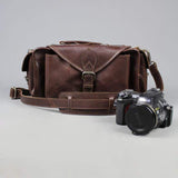 Leather camera bag, vintage camera bag