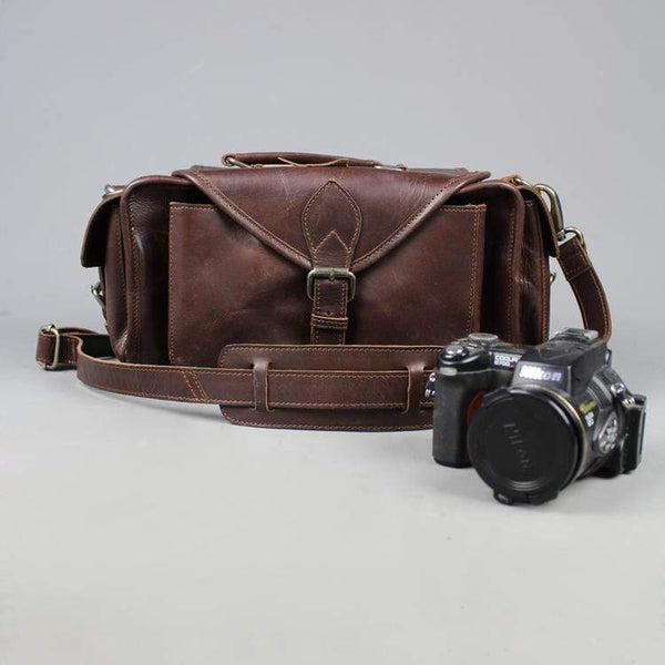 Leather camera bag, vintage camera bag