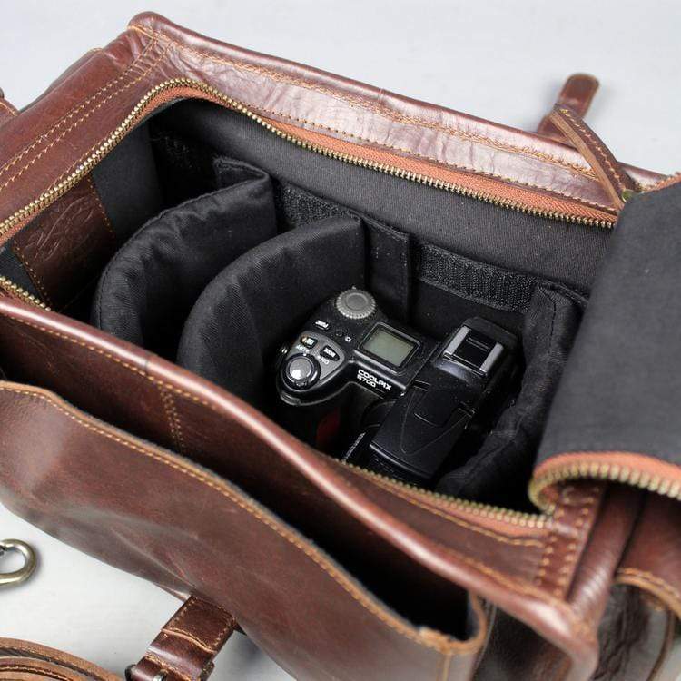 Leather camera bag, vintage camera bag