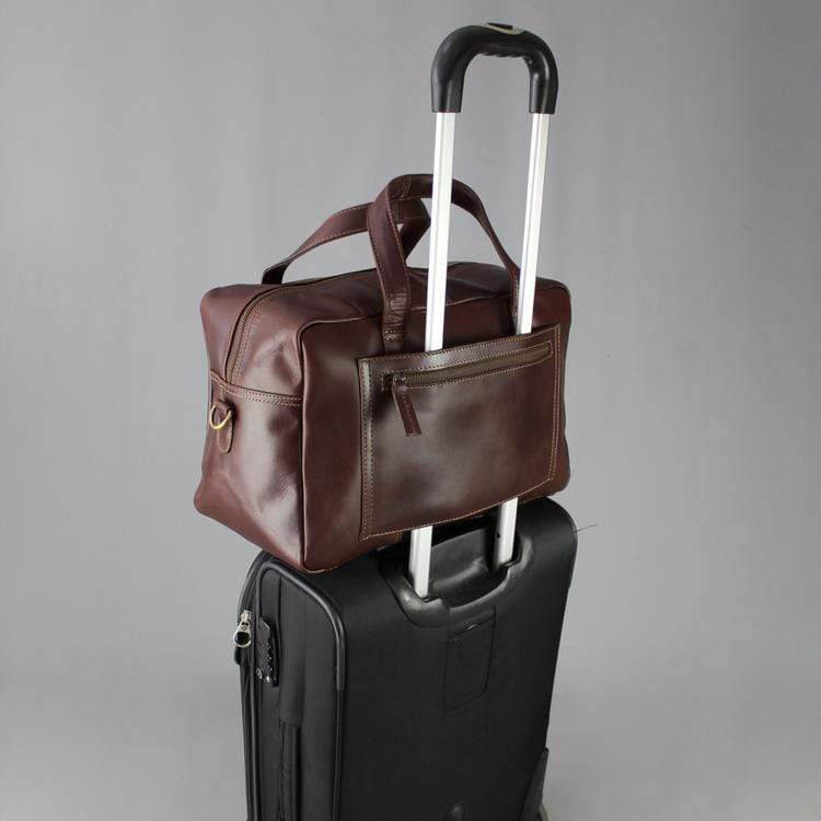Leather Cabin bag zip top travel bag 