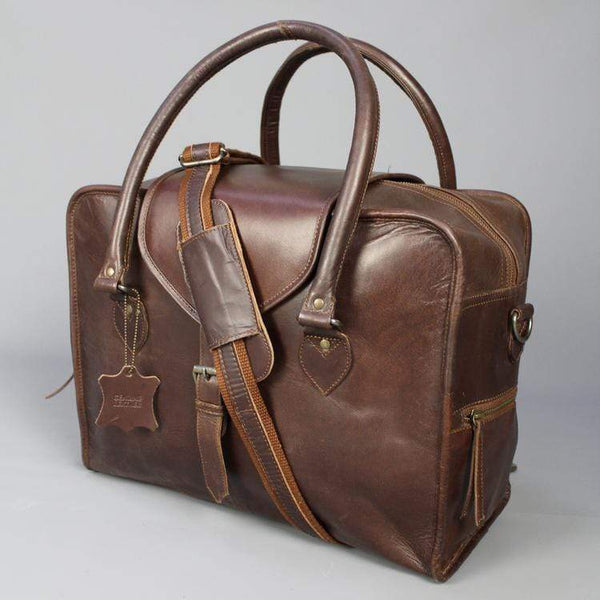 Large Leather Travel Bag with strap