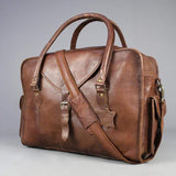Large Leather Travel Bag with strap and side pockets