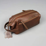 Double Zipped Leather Wash Bag